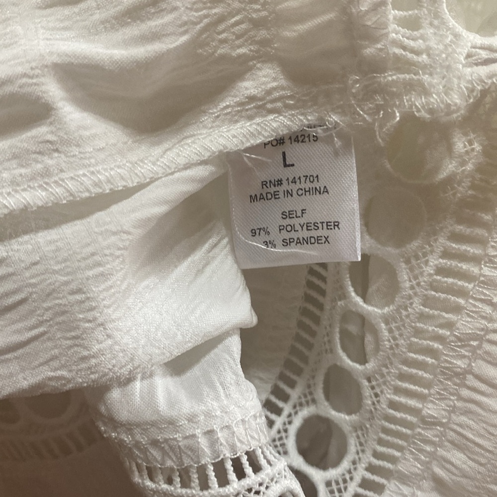 White Peasant Smocked Babydoll Blouse - Women - Picture 8 of 8